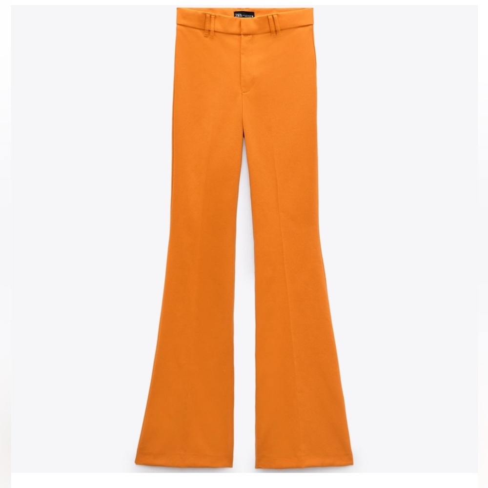 Zara flare high waisted orange pants